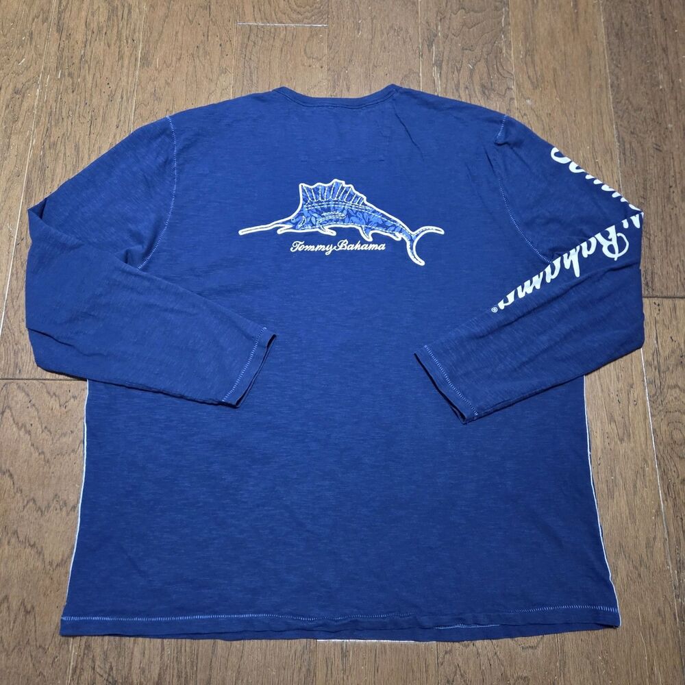 Tommy Bahama Azul Fronds Billboard Lux Tee Shirt Long Sleeve Blue Top Men's 3XL